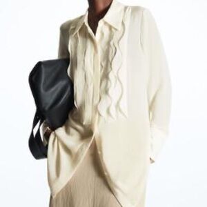 COS Ruffled Appliquéd Chiffon Blouse